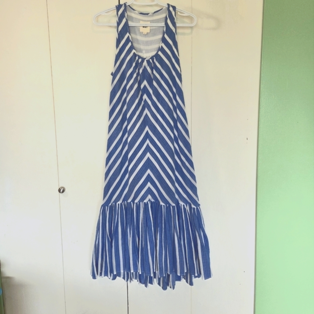 WHIT Blue and White Striped Midi Dress